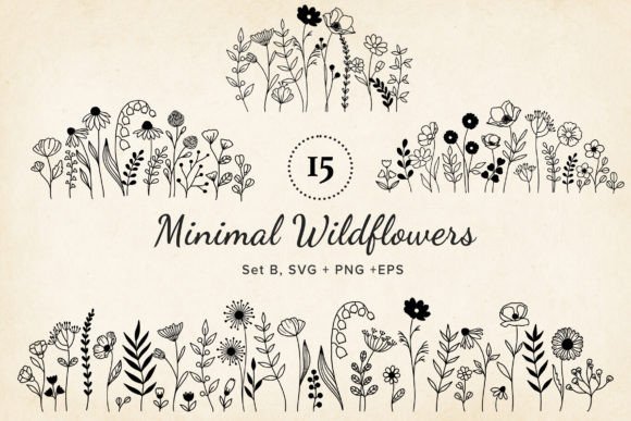 15 Handdrawn Wildflower Arrangements SVG for Creative Projects