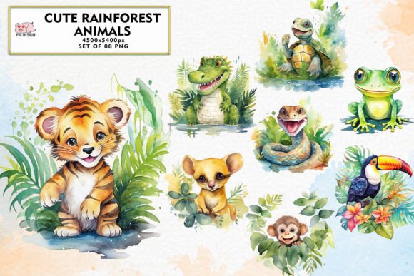 Adorable Rainforest Art: The Cute Rainforest Animals Sublimation Collection