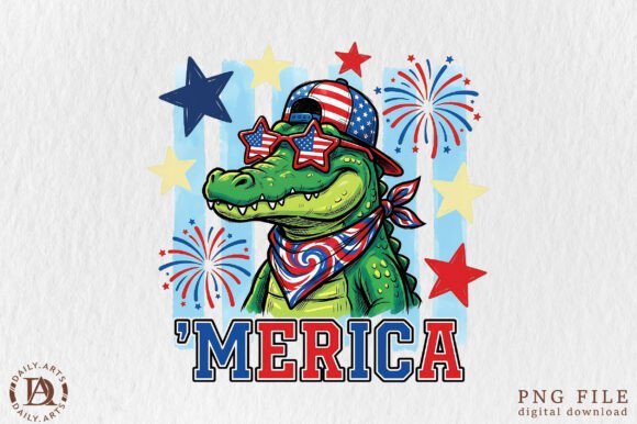 Celebrate Independence with the 4th of July Alligator Boy PNG