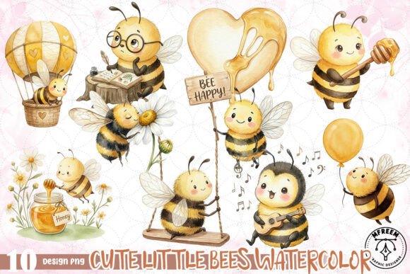 Charming Bee Watercolor Art for Creative Projects