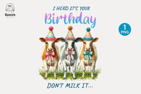 Funny Birthday Cow Clipart: Farm Animal Charm for Your Designs