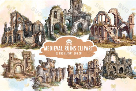 Medieval Ruins Clipart Sublimation: Capturing Timeless Atmosphere
