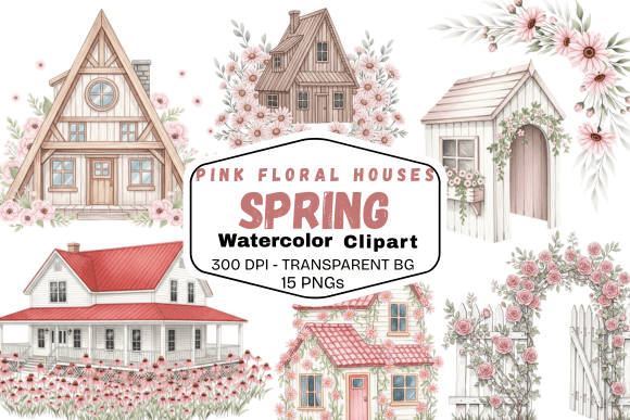 Pink Floral Spring Houses Clipart: A Designer's Guide