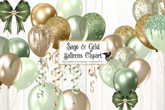 Sage and Gold Balloons Clipart: Elevate Your Creative Projects