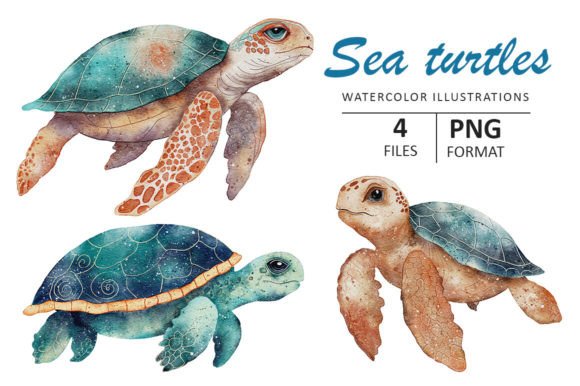 Sea Turtles Watercolor Illustration: A Creative Asset for Designers