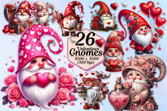 Valentine's Day Gnome Couple Sublimation Bundle for Crafts