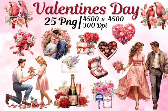 Valentine's Day Love Watercolor Sublimation Set