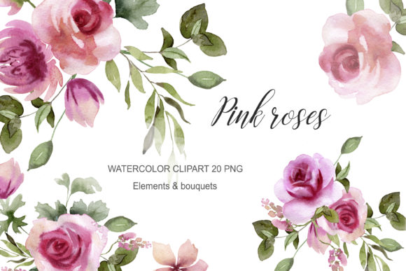 Watercolor Flowers Pink Rose Clipart: A Modern Floral Toolkit