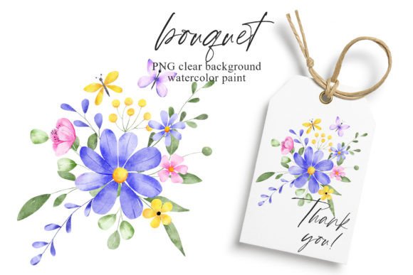 Watercolor Flowers, Violet Composition: A Designer's Go-To Floral Clipart