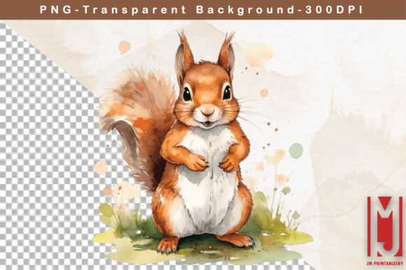 Watercolor Squirrel Clipart: A Whimsical Design Asset