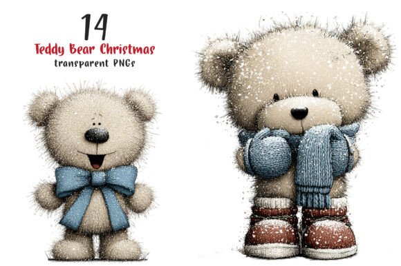 Whimsical Teddy Bear Christmas Clipart for Festive Projects